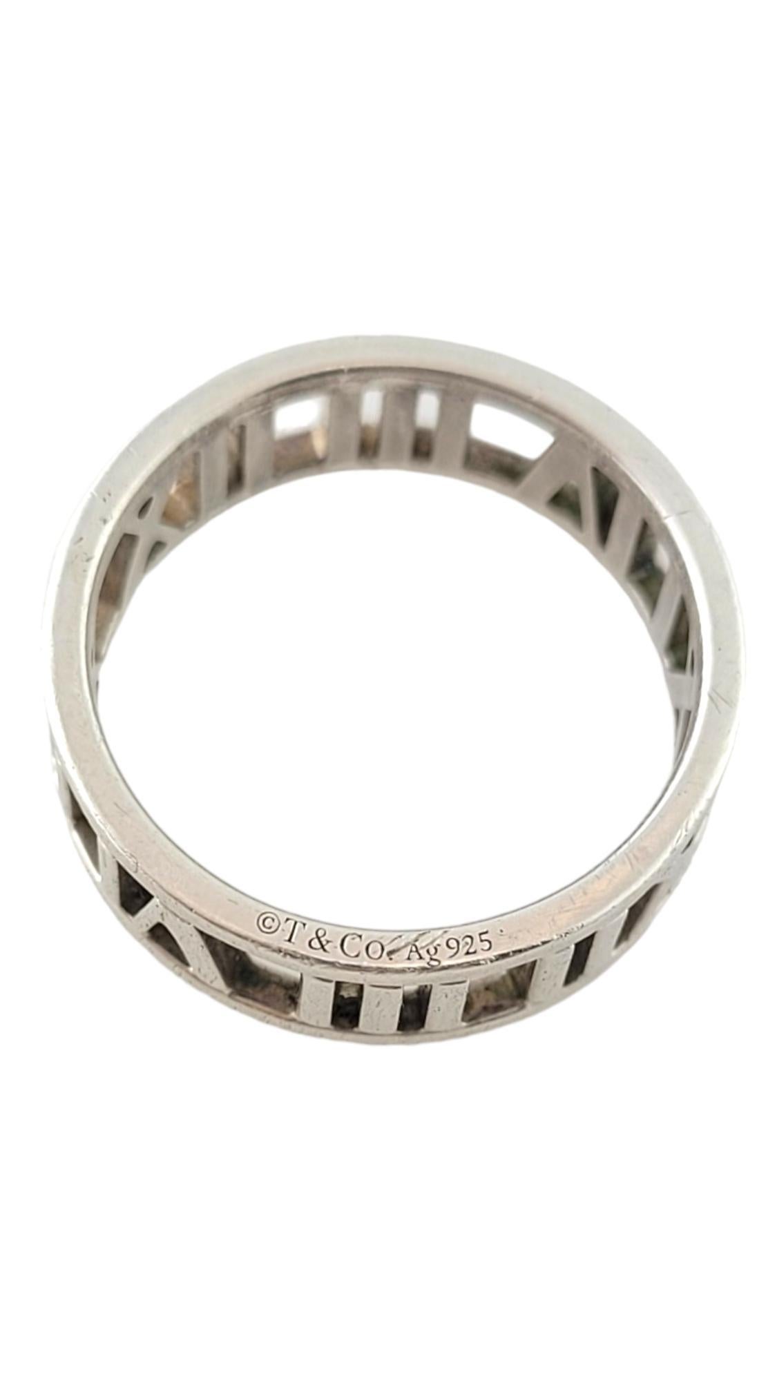 Women's Tiffany & Co Sterling Silver Open Roman Numeral Band Ring Size 7.25-7.5 #17485 For Sale