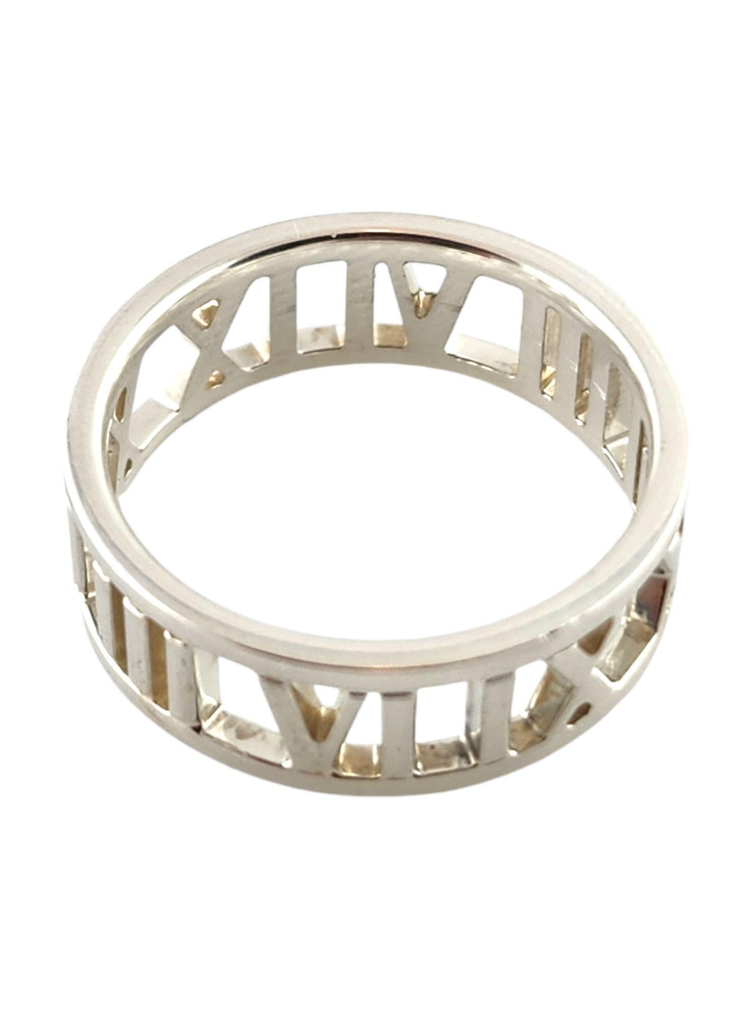 Women's Tiffany & Co Sterling Silver Open Roman Numeral Band Ring Size 7.25-7.5 #17485