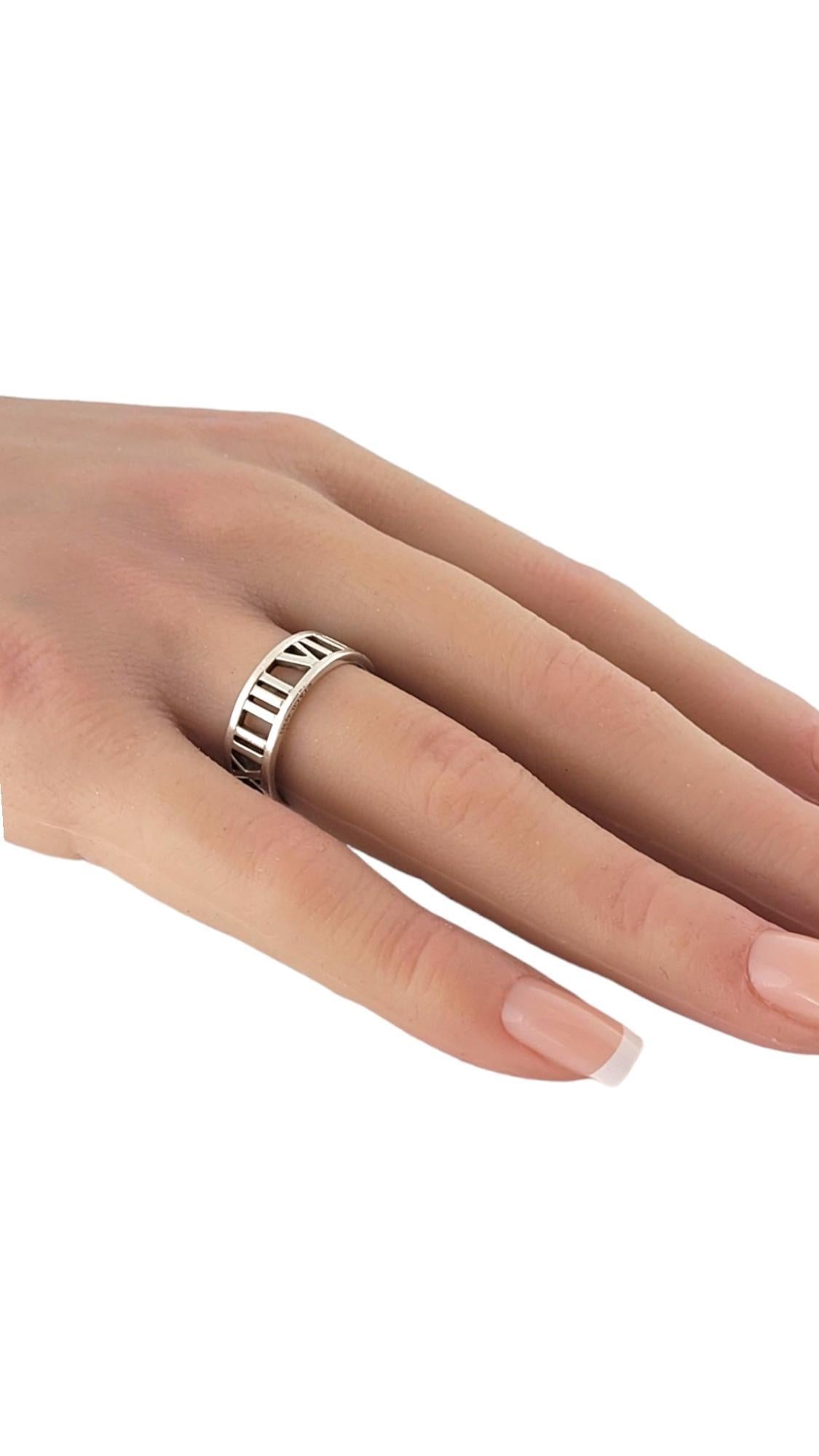 Tiffany & Co Sterling Silver Open Roman Numeral Band Ring Size 7.25-7.5 #17485 For Sale 3