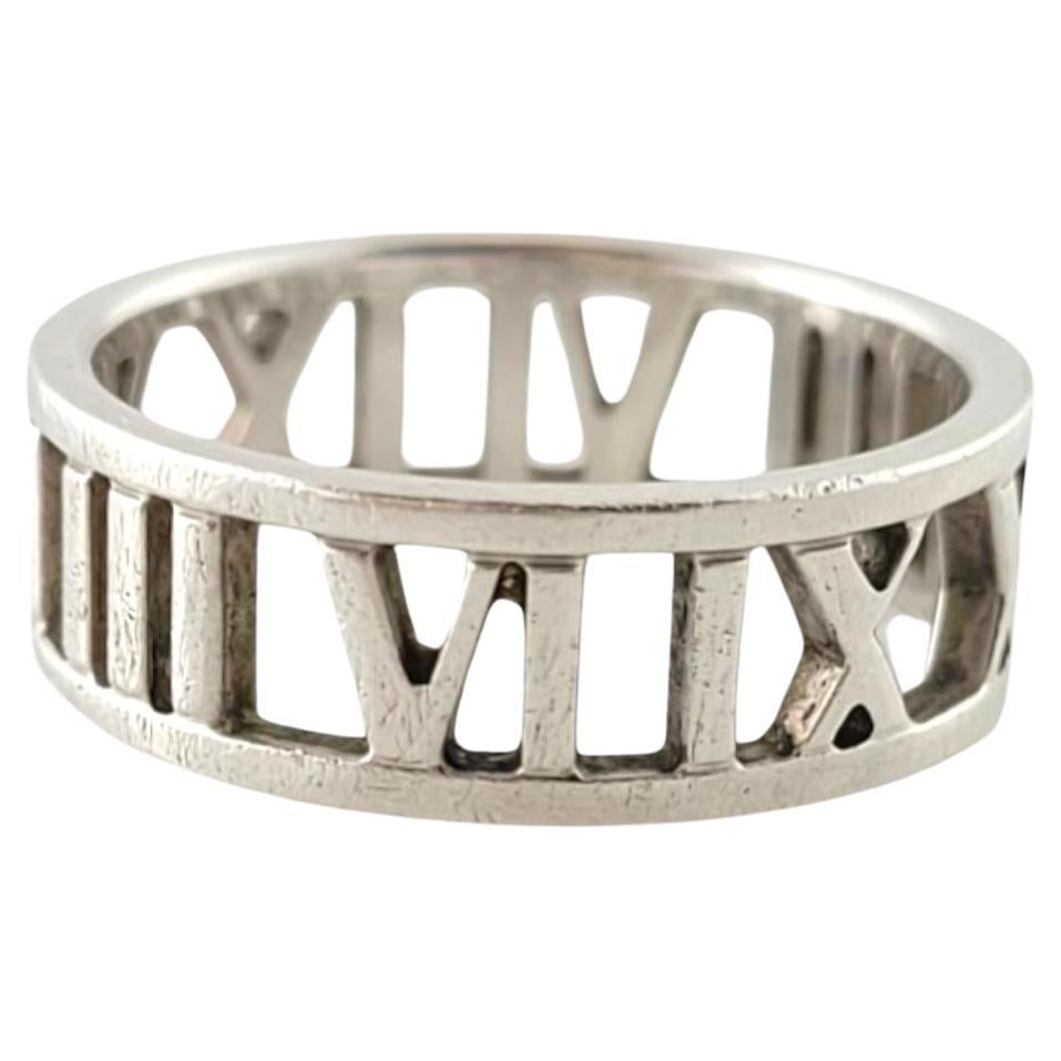 Tiffany & Co Sterling Silver Open Roman Numeral Band Ring Size 7.25-7.5 #17485