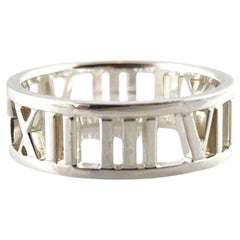 Tiffany & Co Sterling Silver Open Roman Numeral Band Ring Size 7.25-7.5 #17485