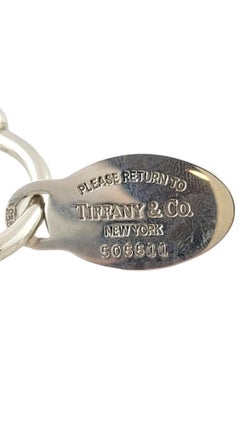 Tiffany & Co Sterling Silver Oval Tag Screwball Key Ring #17412