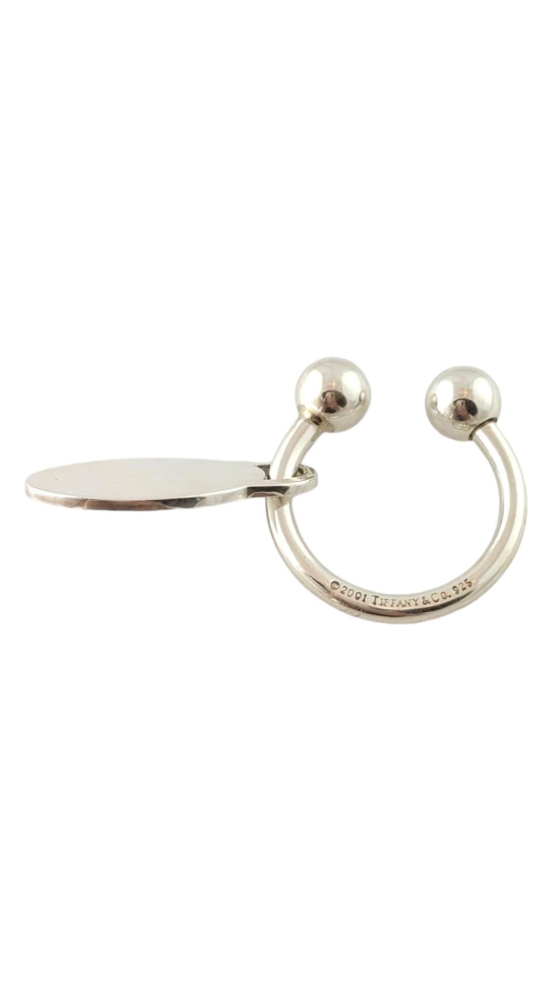 Tiffany & Co Sterling Silver Oval Tag Screwball Key Ring #17412 In Good Condition In Washington Depot, CT