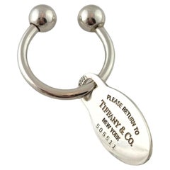 Tiffany & Co Sterling Silver Oval Tag Screwball Key Ring #17412