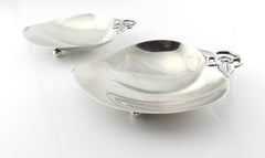 Tiffany & Co Sterling Silver Pair of Large Heart Shaped Leaf Dishes