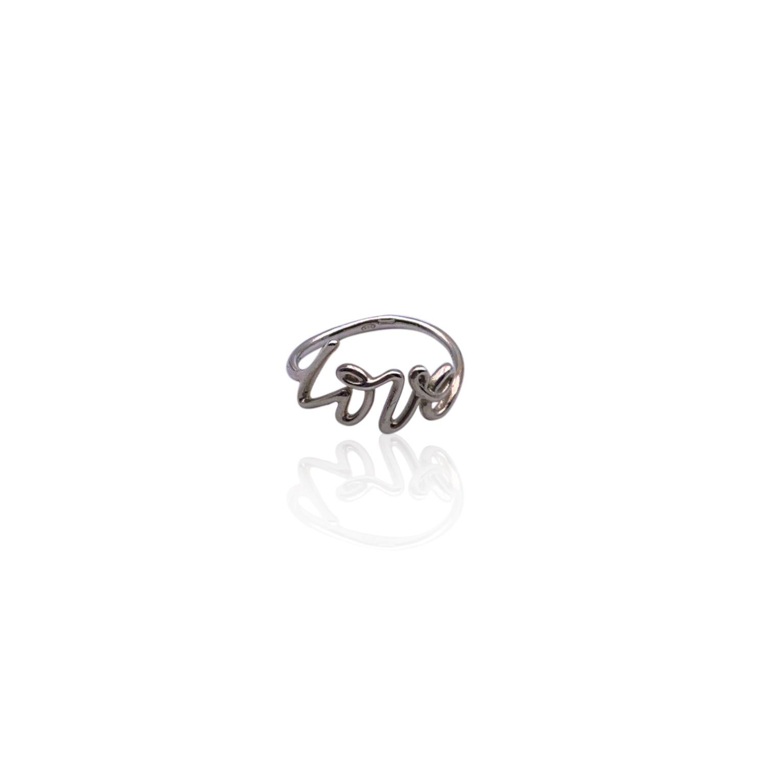 Beautiful Tiffany & Co. 'Love' Ring, design by Paloma Picasso. Made of 925 sterling silver. Size: 16 IT (7.5 US size). 'Tiffany & Co.' engraved internally. '925' and 'Paloma Picasso' signature engraved inside. Retail price is 280