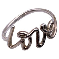 Tiffany & Co. Sterling Silver Paloma Picasso Graffiti Love Ring Size 7.5
