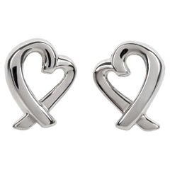 Tiffany & Co. Sterling Silver Paloma Picasso Loving Heart Stud Earrings