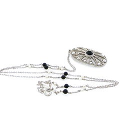 Tiffany & Co. Sterling Silver Pearl and Black Onyx Necklace and Earrings Set 12g