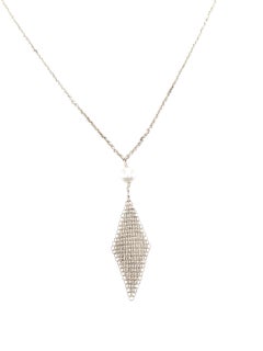 Tiffany & Co. Sterling Silver Pearl Drop Mesh Tassel Pendant Necklace #22614