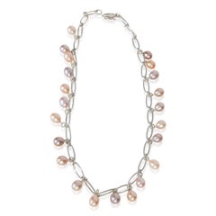Tiffany & Co. Sterling Silver Pearl Elsa Peretti Oval Link Necklace