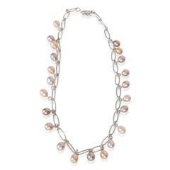 Tiffany & Co. Sterling Silver Pearl Elsa Peretti Oval Link Necklace
