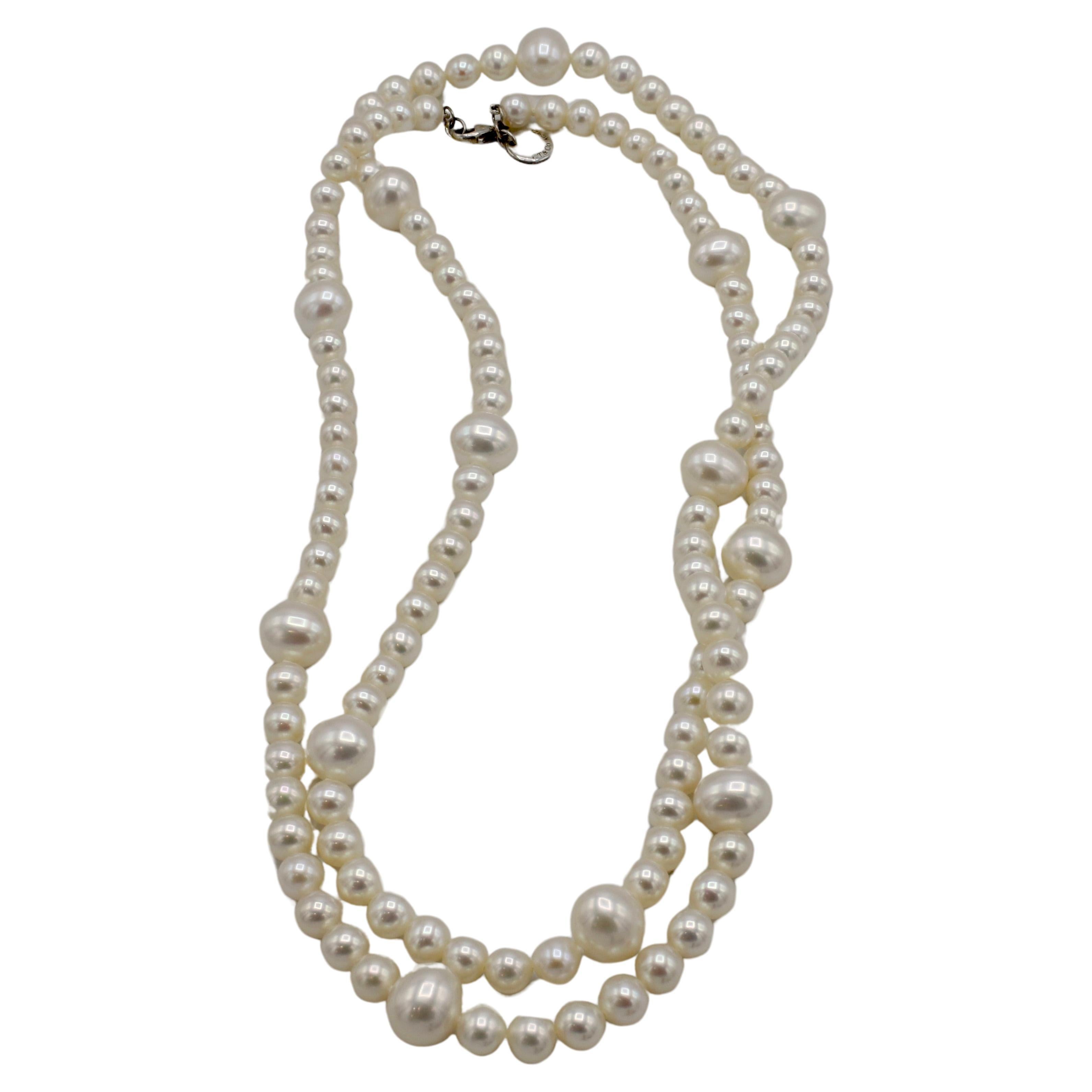 Modern Tiffany & Co. Sterling Silver Pearl Necklace  For Sale