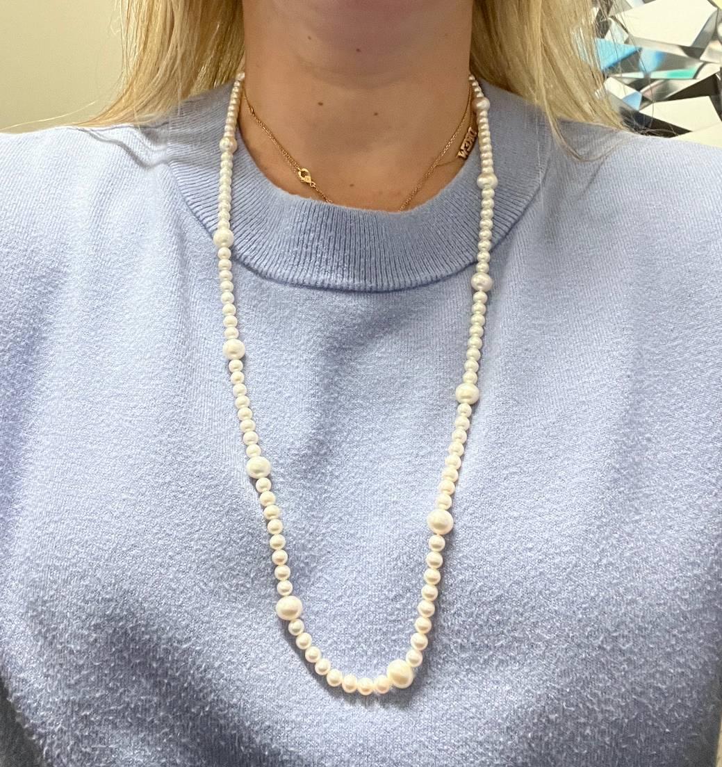 Tiffany & Co. Sterling Silver Pearl Necklace  In Excellent Condition For Sale In  Baltimore, MD