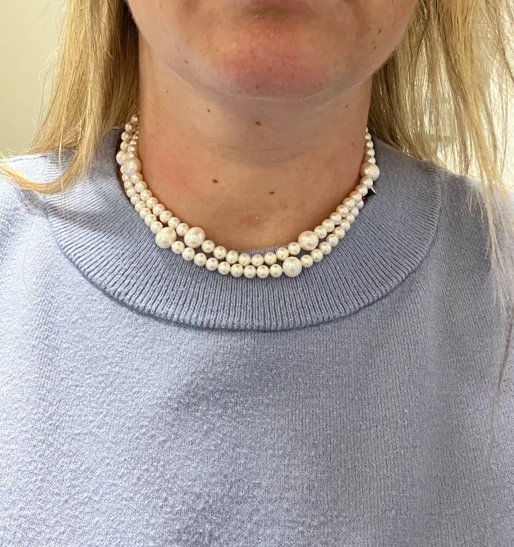 Women's Tiffany & Co. Sterling Silver Pearl Necklace  For Sale