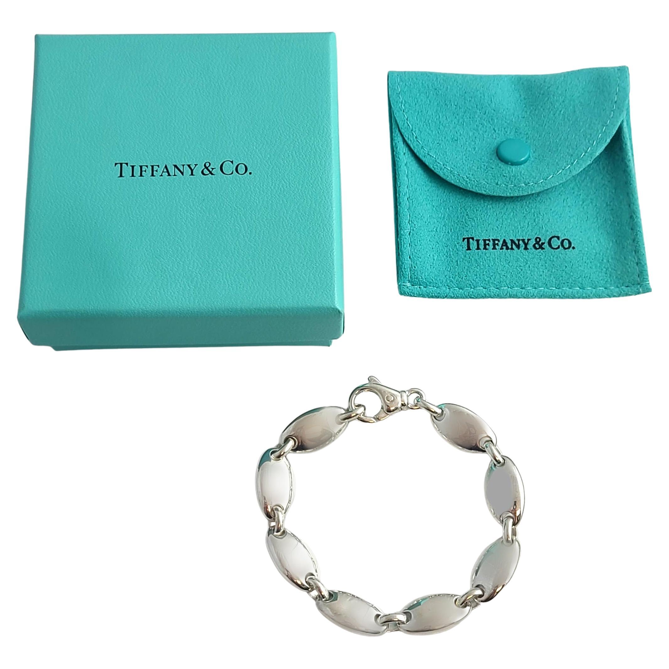 Tiffany & Co. Sterling Silver Pebble Oval Link Bracelet w/Pouch and Box