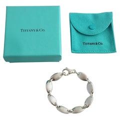 Tiffany & Co. Sterling Silver Pebble Oval Link Bracelet w/Pouch and Box