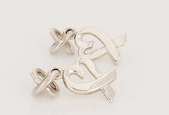 Tiffany & Co. Sterling Silver Picasso Loving Heart Dangle Earrings