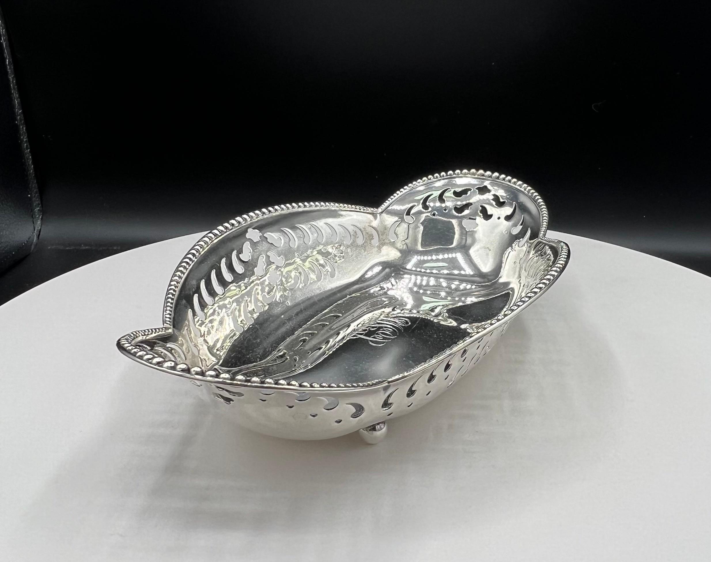 19th Century Tiffany & Co., Sterling Silver pierced Condiment Dish For Sale