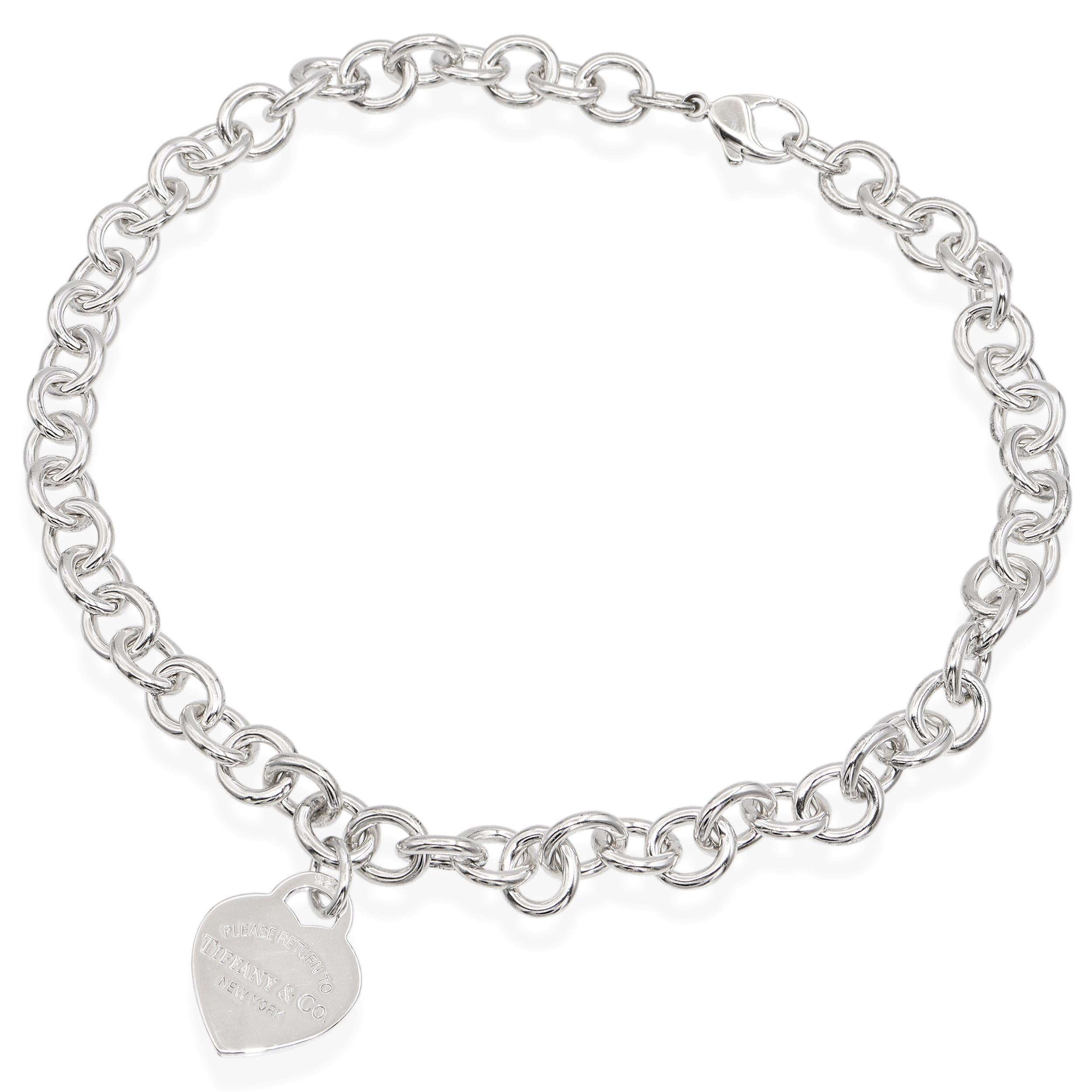 Donna Tiffany & Co. Collana con etichetta a forma di cuore in argento Sterling Please Return to Tiffany in vendita