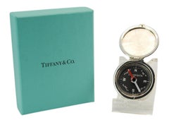 Tiffany & Co Sterling Silver Pocket Cased Compass With Pouch and Tiffany Box