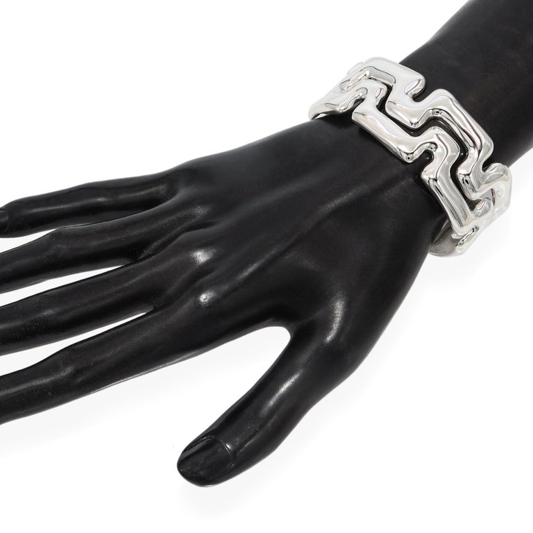 Tiffany and Co. Sterling Silver Puzzle Greek Key Cuff Bracelet at