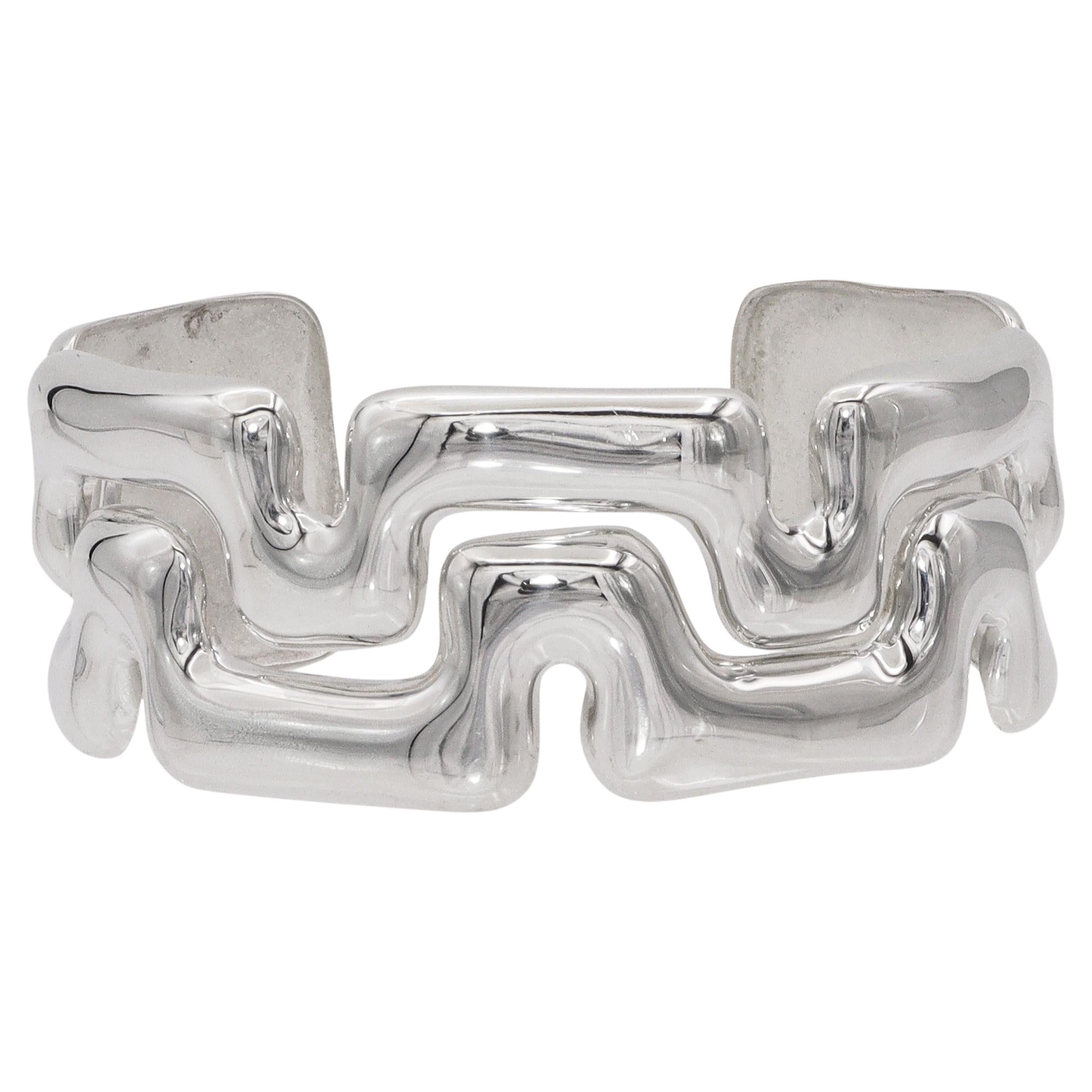 Tiffany & Co. Sterling Silver Puzzle Greek Key Cuff Bracelet im Angebot