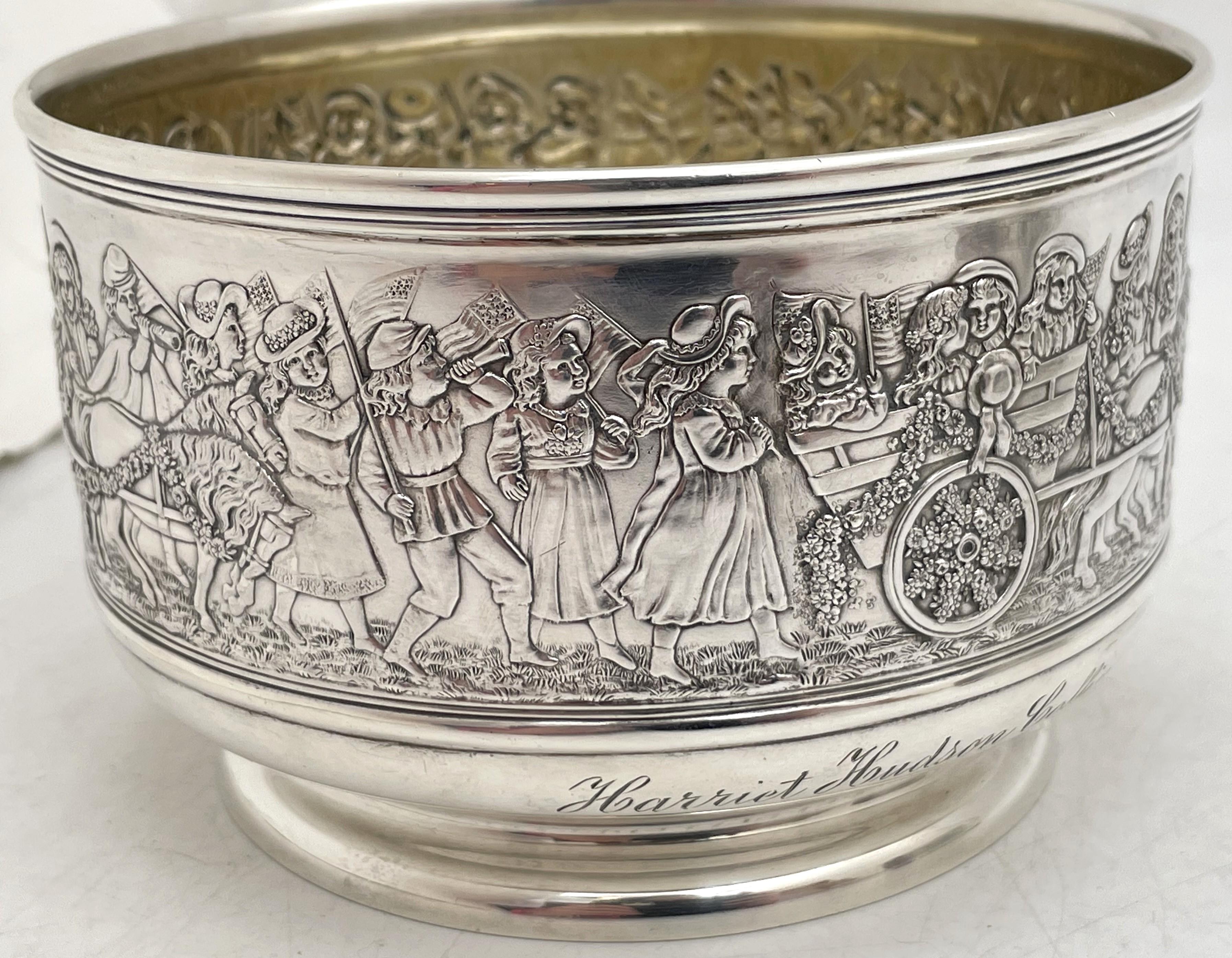 20th Century Tiffany & Co. Sterling Silver Rare Child's Bowl & Porringer w/ Original Pouches For Sale