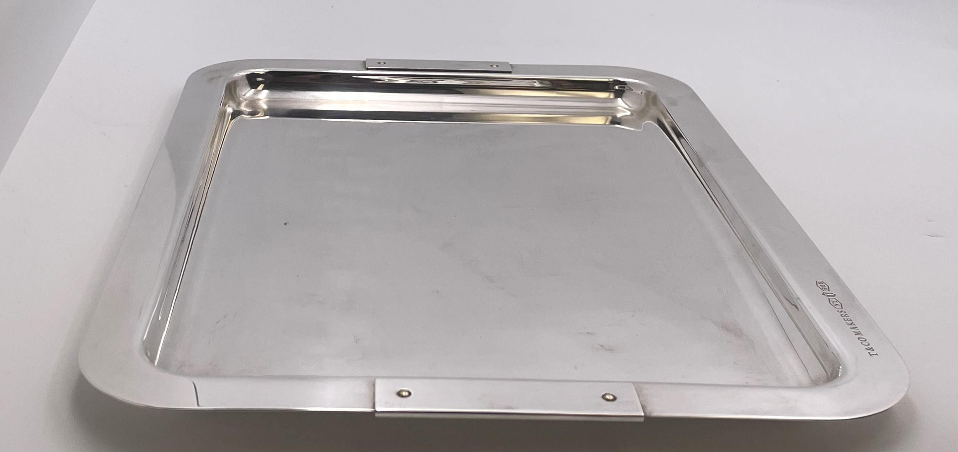 American Tiffany & Co. Sterling Silver Rare Italian Bar Tray in Mid-Century Modern Style For Sale