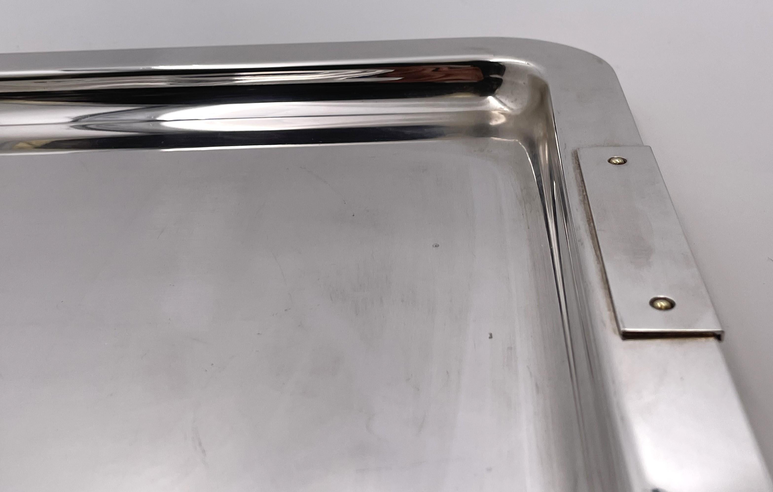 Tiffany & Co. Sterling Silver Rare Italian Bar Tray in Mid-Century Modern Style In Good Condition For Sale In New York, NY