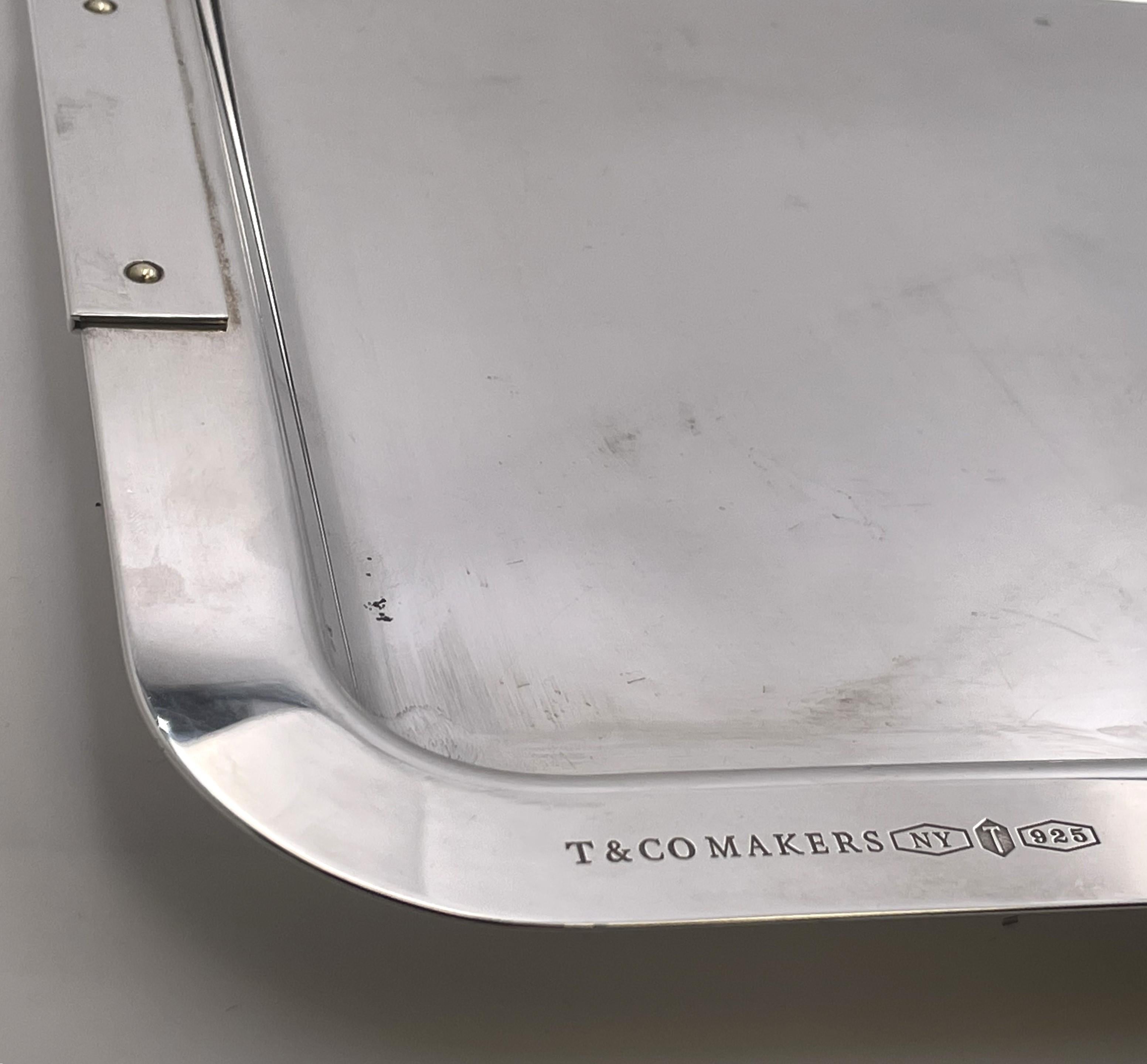 Tiffany & Co. Sterling Silver Rare Italian Bar Tray in Mid-Century Modern Style For Sale 1
