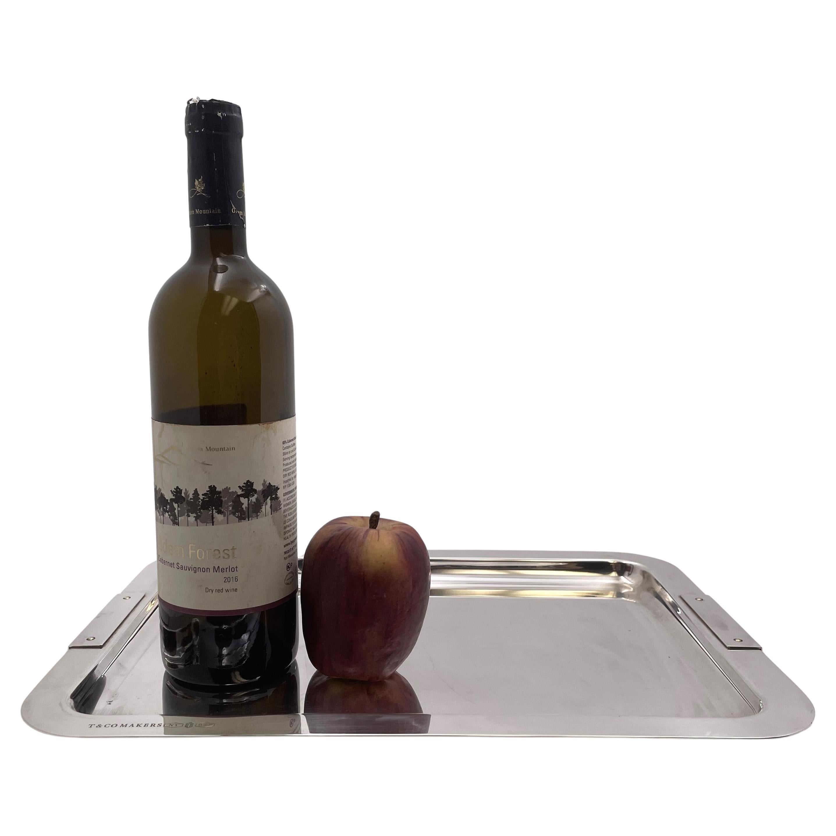 Tiffany & Co. Sterling Silver Rare Italian Bar Tray in Mid-Century Modern Style For Sale