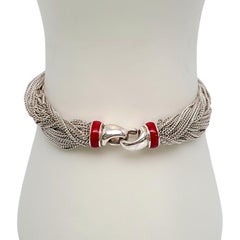 Tiffany & Co. Sterling Silver Red Enamel Multi-Strand Bracelet