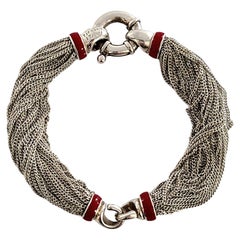 Tiffany & Co. Sterling Silver Red Enamel Multi-Strand Bracelet