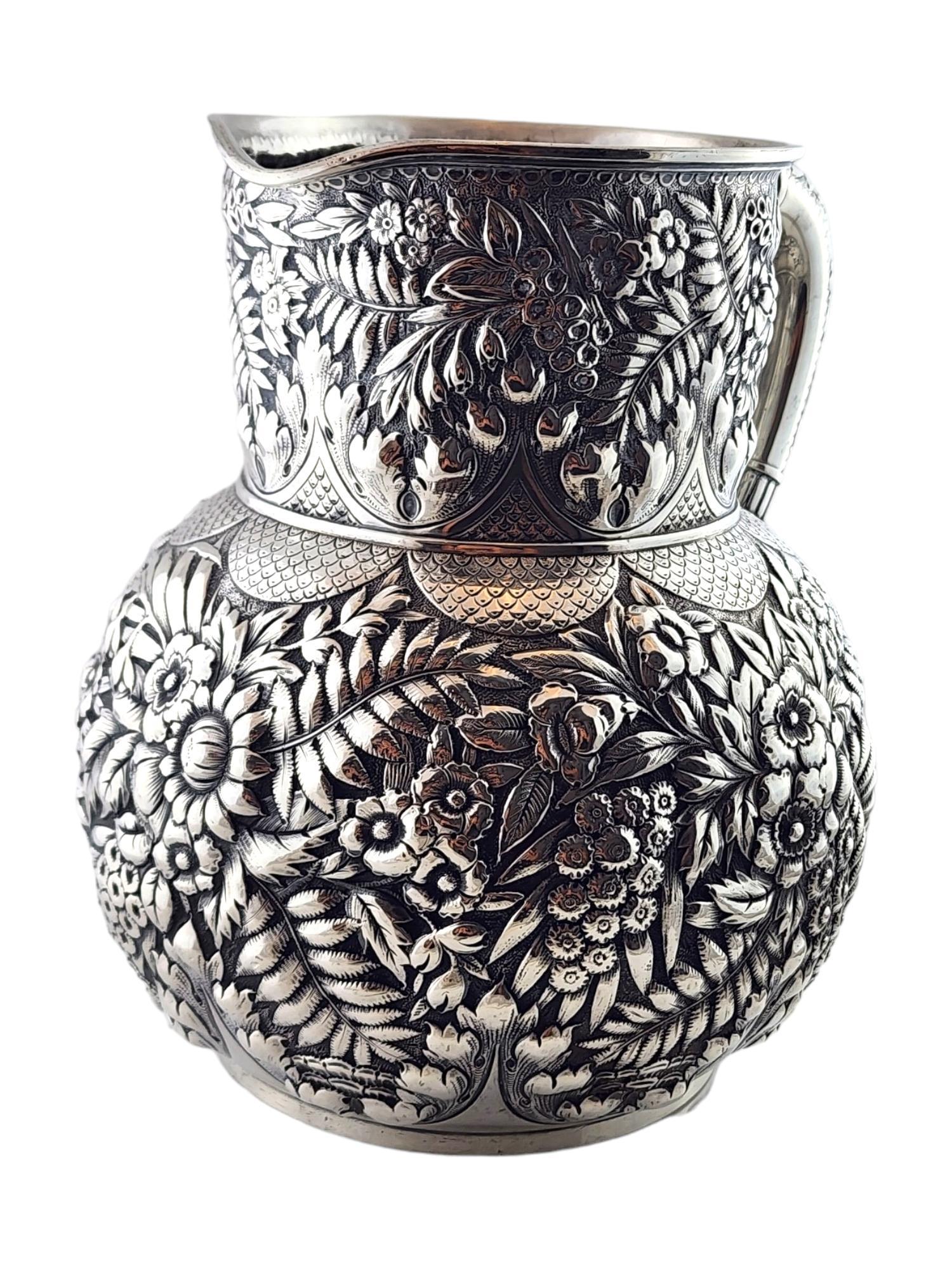Tiffany & Co Sterling Silver Repousse 1901 5.5 pts Water Pitcher #18206 In Good Condition In Washington Depot, CT