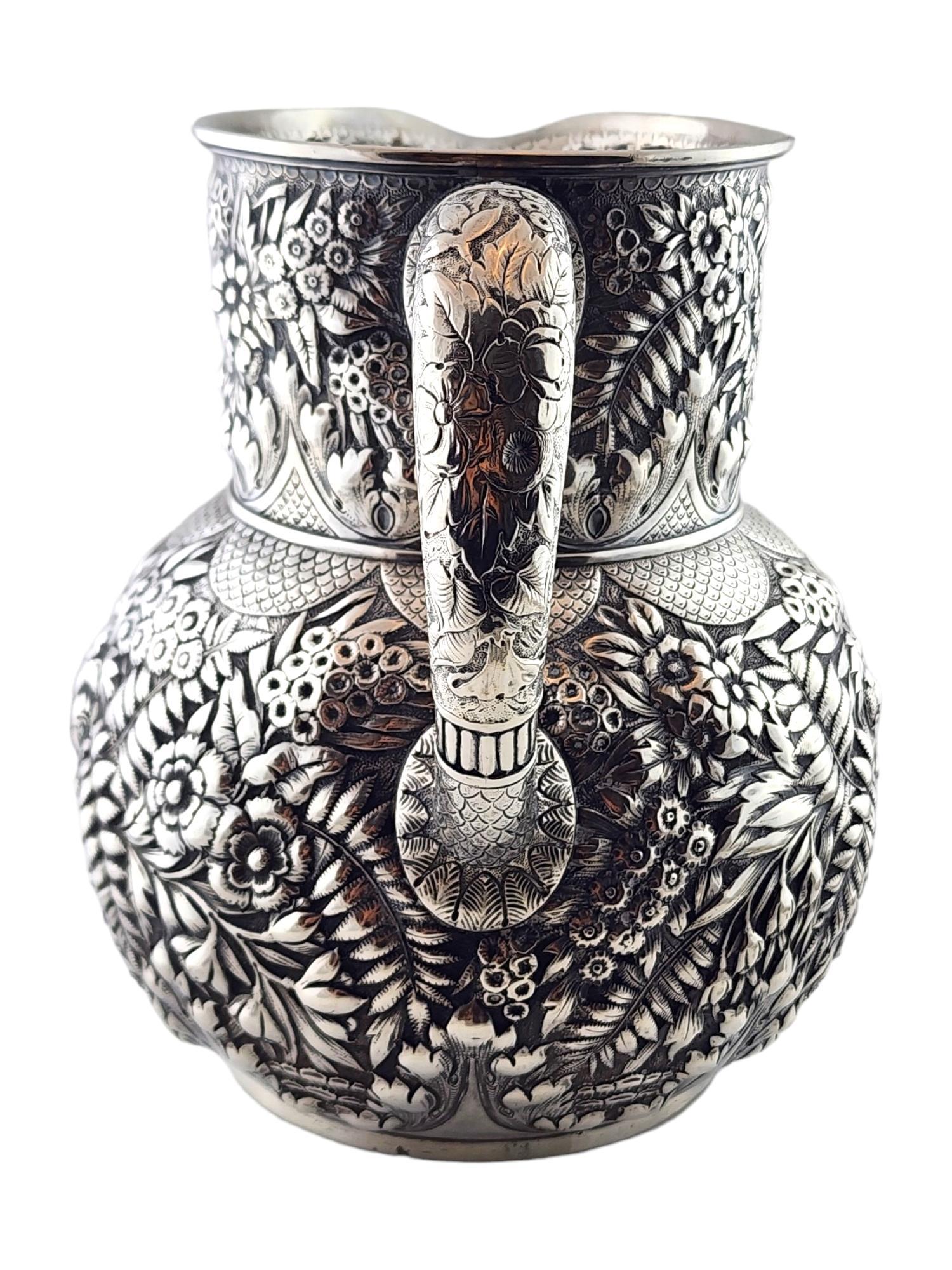 Tiffany & Co Sterling Silver Repousse 1901 5.5 pts Water Pitcher #18206 2