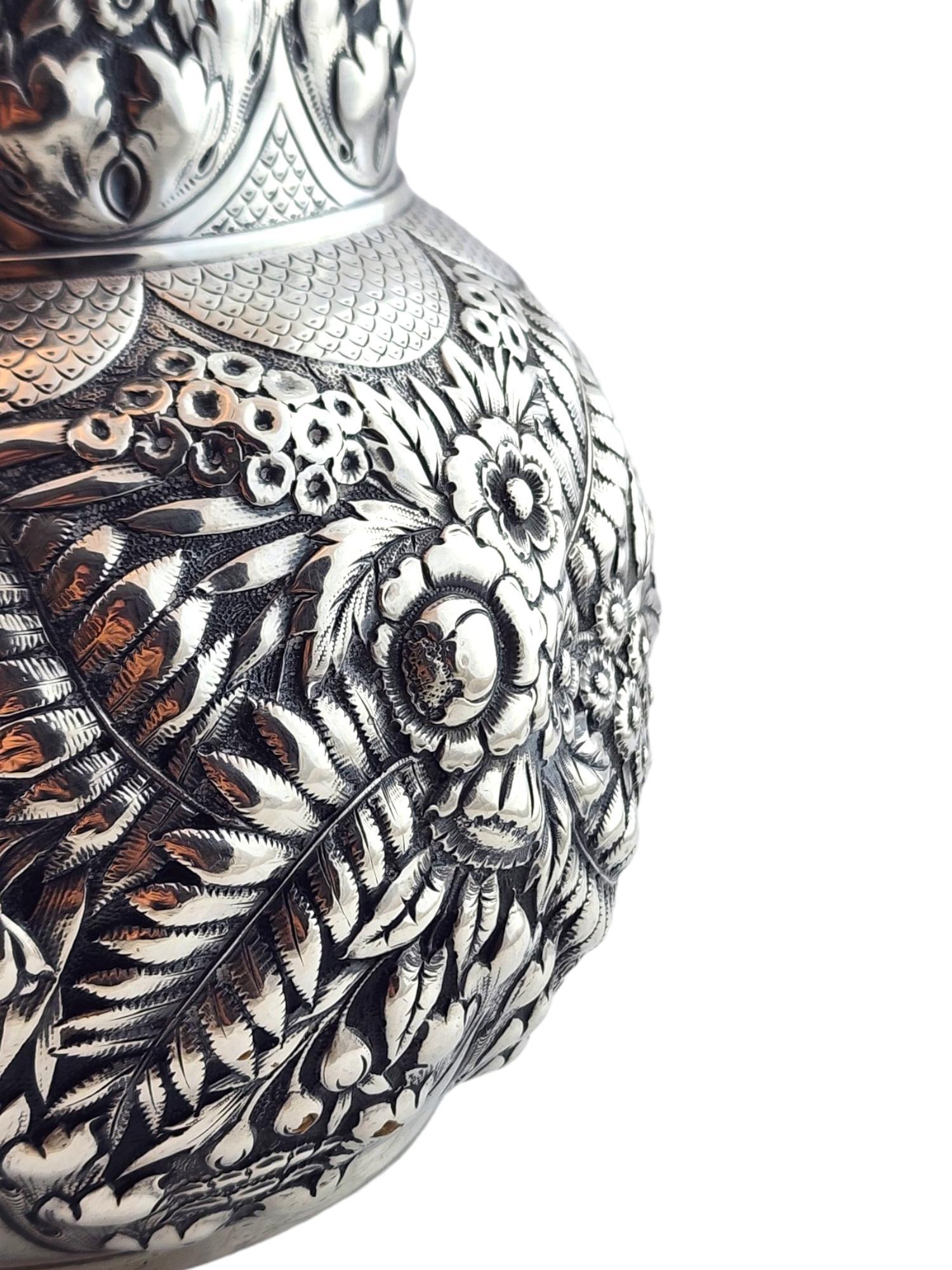 Tiffany & Co Sterling Silver Repousse 1901 5.5 pts Water Pitcher #18206 3