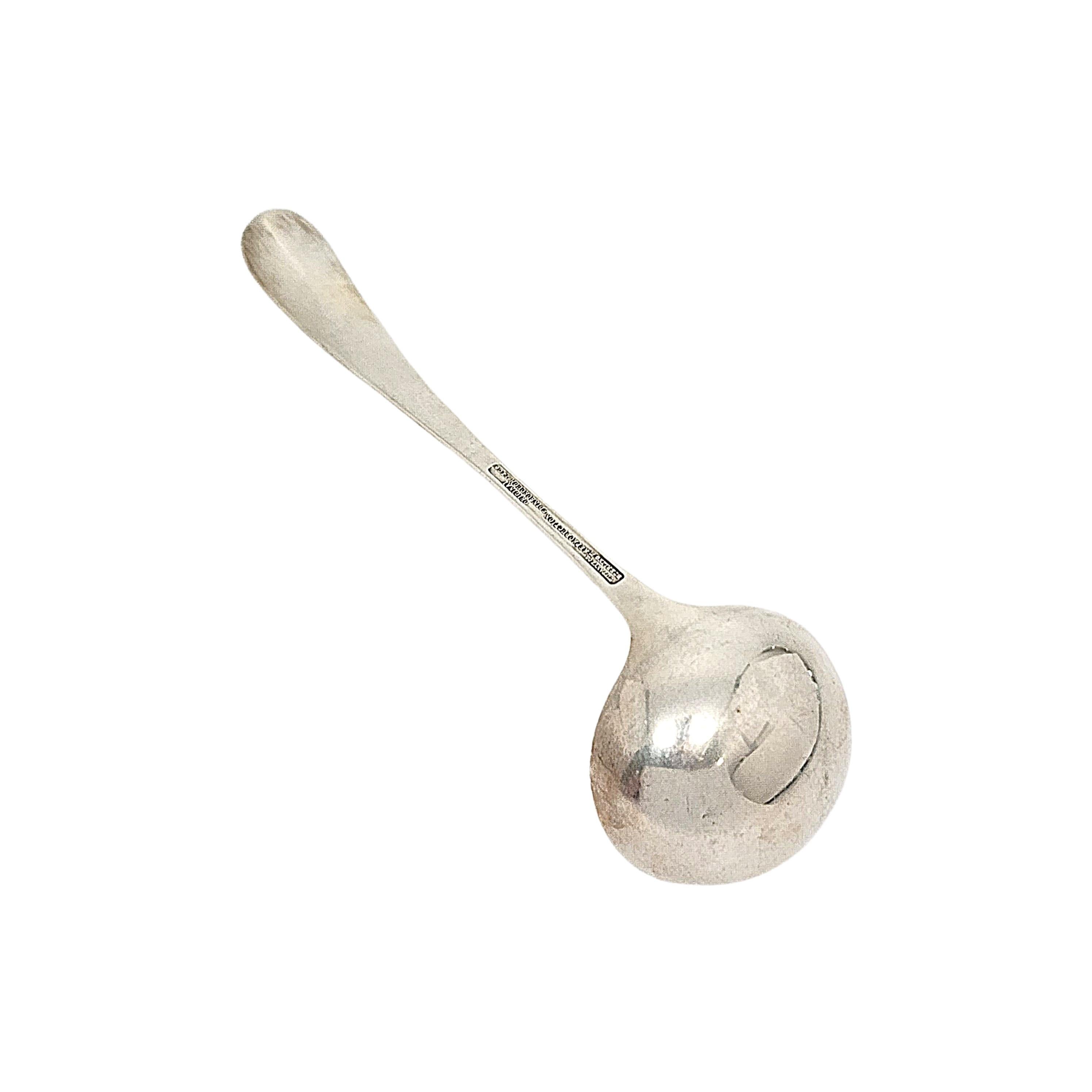 Sterling silver reproduction Edinborough ladle by Tiffany & Co.

No monogram

This small ladle features a simple and classic rounded handle design. Does not include Tiffany & Co box or pouch. The M mark on this spoon dates it to manufacture under
