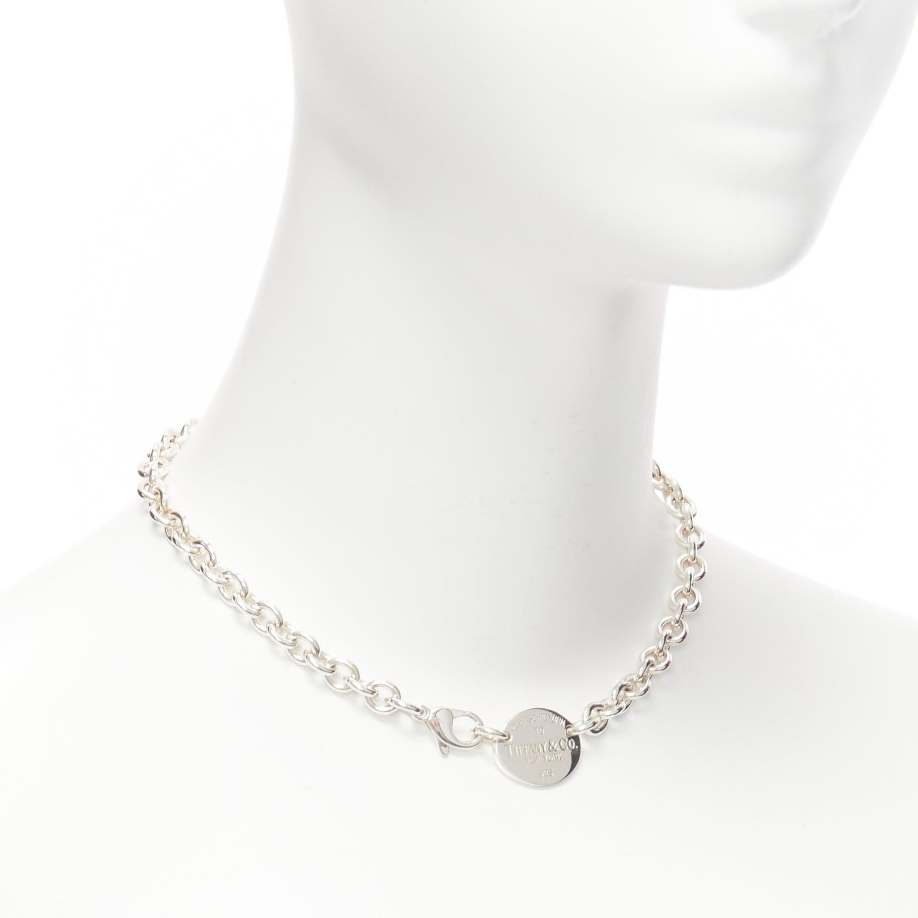 TIFFANY & CO sterling silver Return To pendent short choker necklace In Good Condition For Sale In Hong Kong, NT
