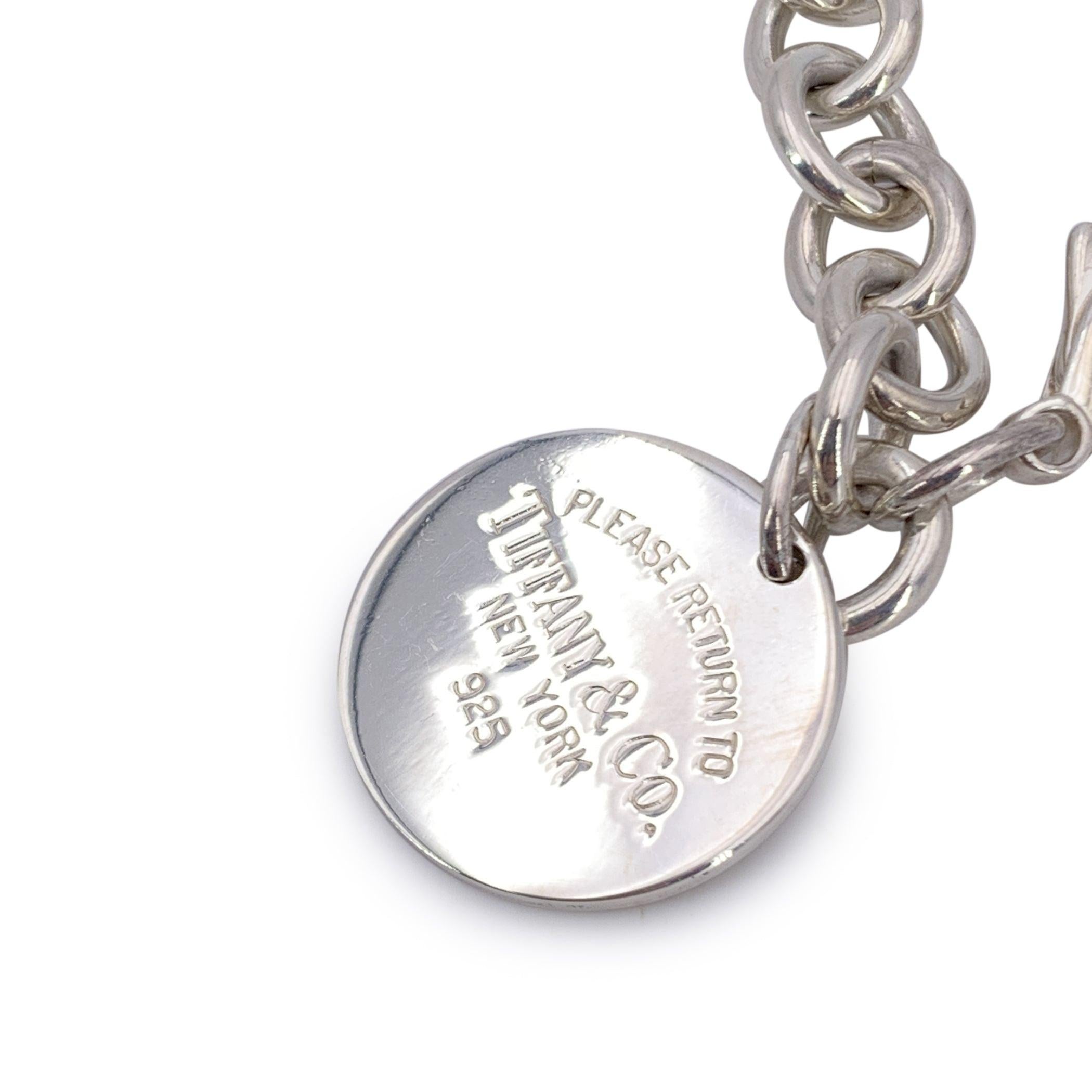 Argent Tiffany & Co. Bracelet en argent sterling avec étiquette Retour à la ronde