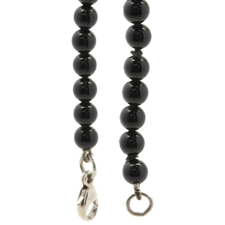 Silverly Bracciale Elastico In Argento 925 Con Perline Di Onice Nero - Gioiello Donna Regalo - 4