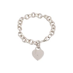 Tiffany & Co Sterling Silver Return to Tiffany Blue Splash Heart Bracelet #15847