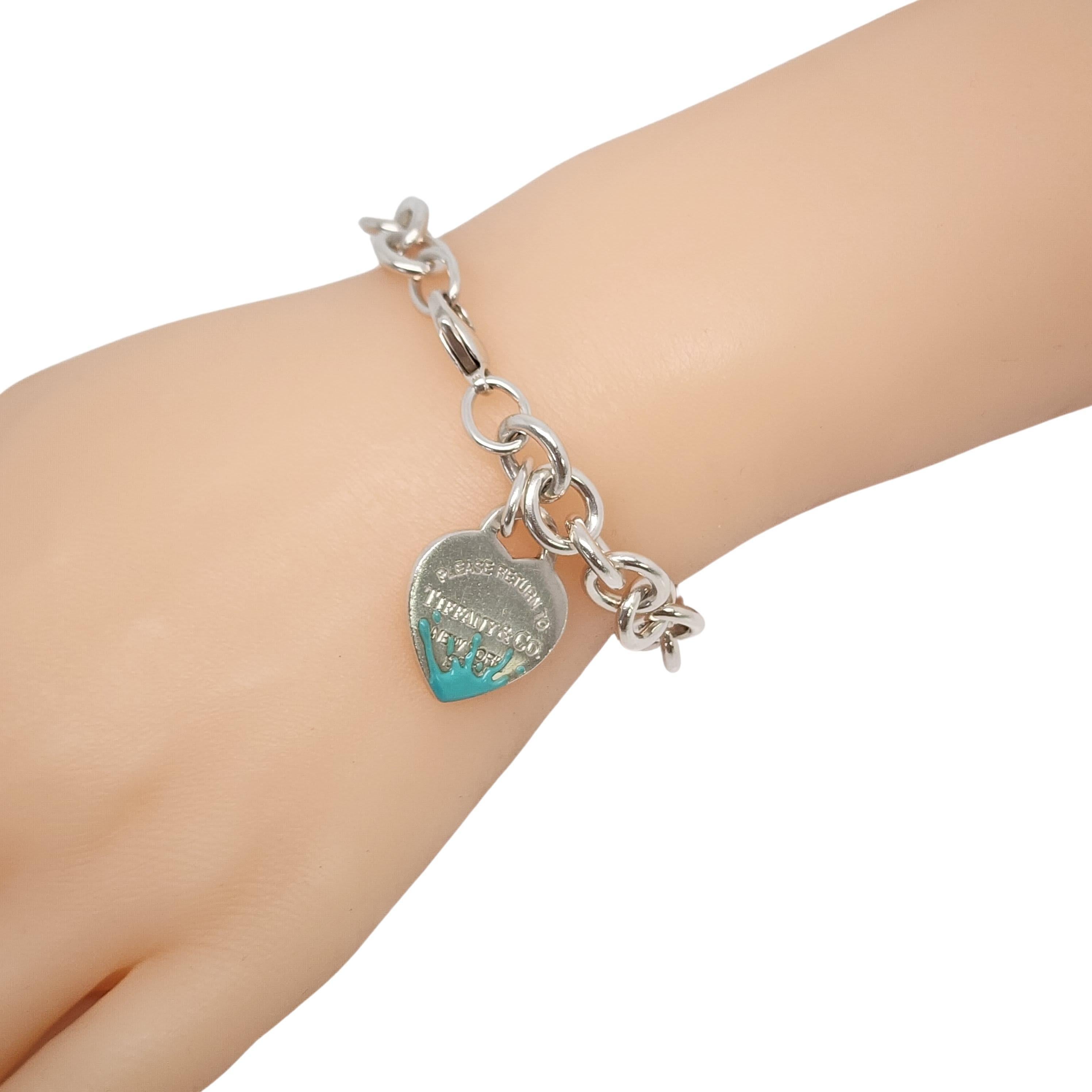 Tiffany & Co Sterling Silver Return to Tiffany Blue Splash Heart Bracelet #15847 In Good Condition In Washington Depot, CT