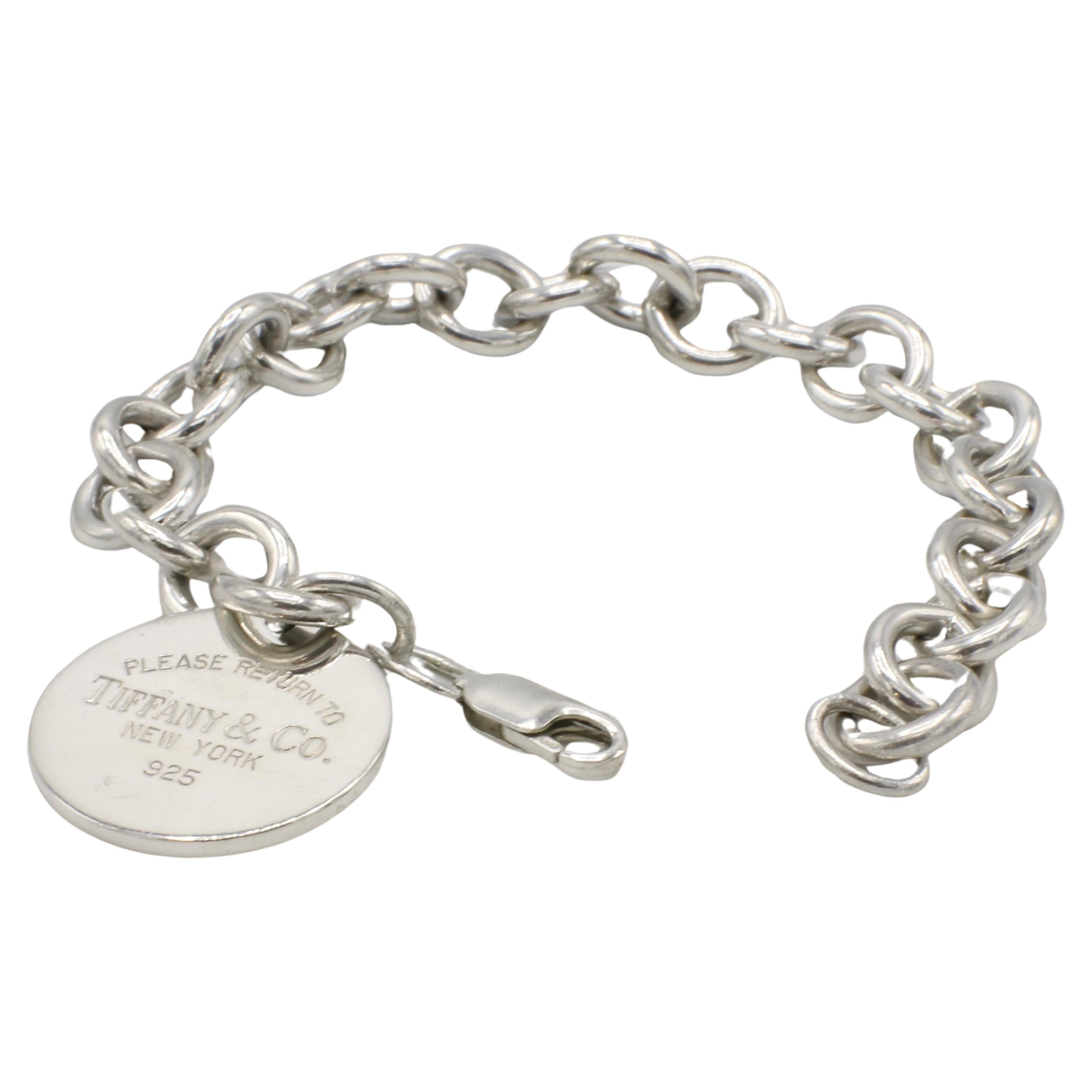 Modern Tiffany & Co. Sterling Silver Return to Tiffany Circle Charm Link Bracelet 