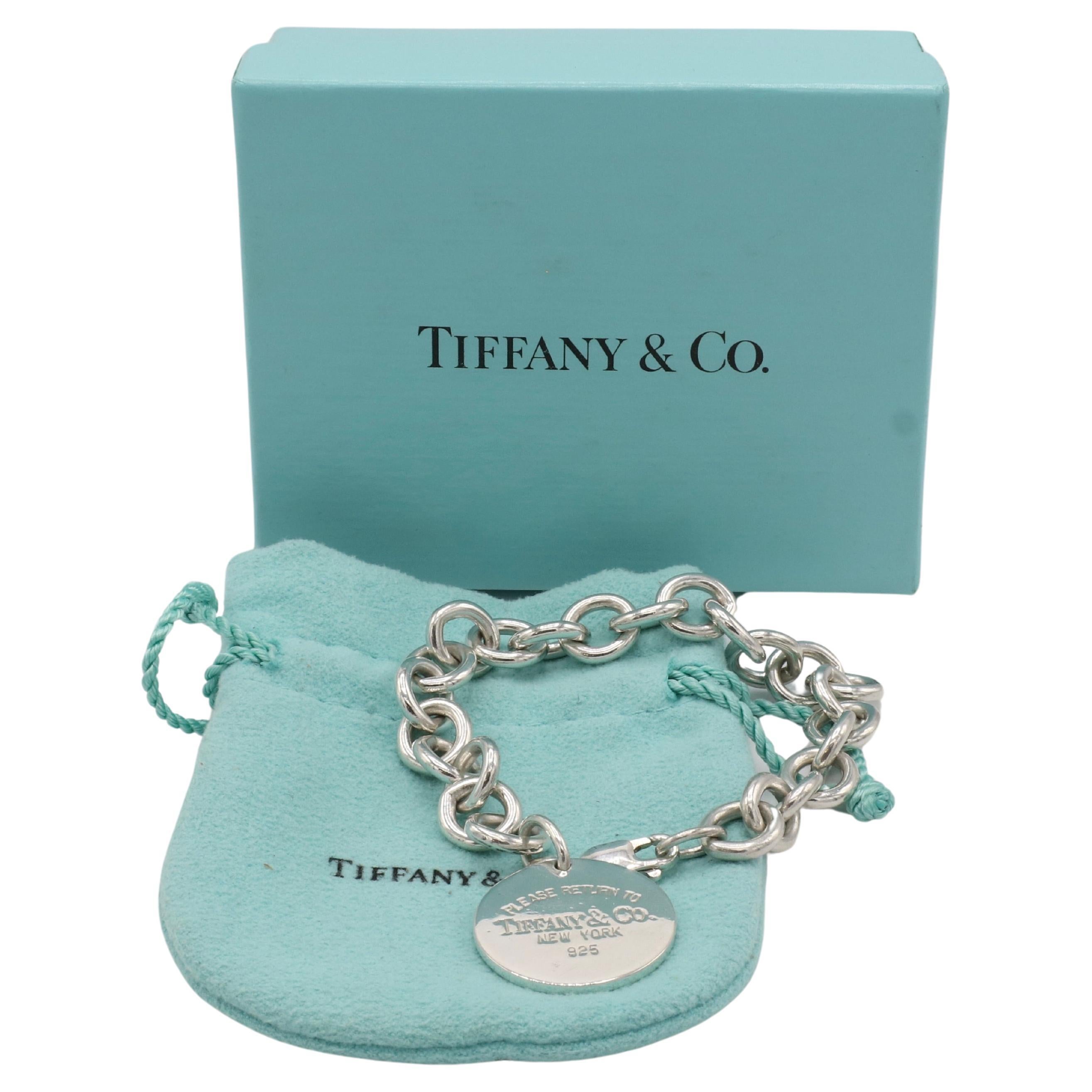 Tiffany & Co. Sterling Silver Return to Tiffany Circle Charm Link Bracelet 