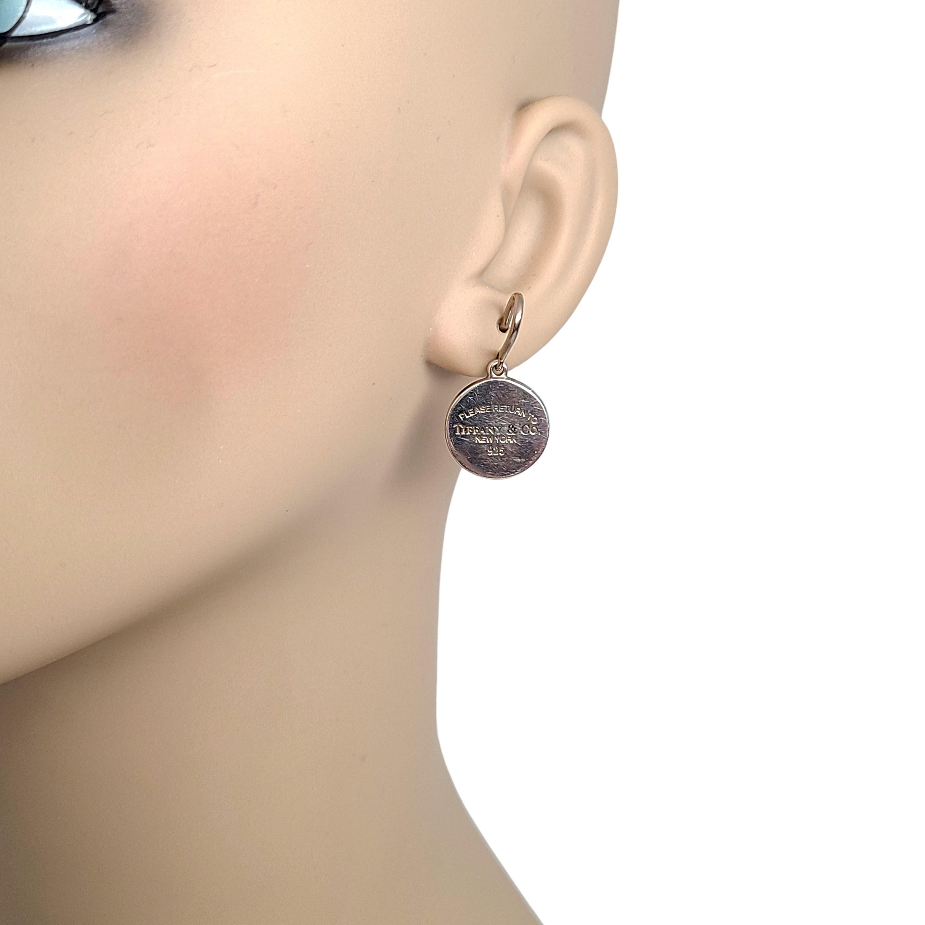 Tiffany & Co. Sterling Silver Return to Tiffany Dangle Disc Earrings In Good Condition In Washington Depot, CT