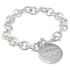 Tiffany & Co. Sterling Silver Return to Tiffany Disc Charm Chain Link Bracelet