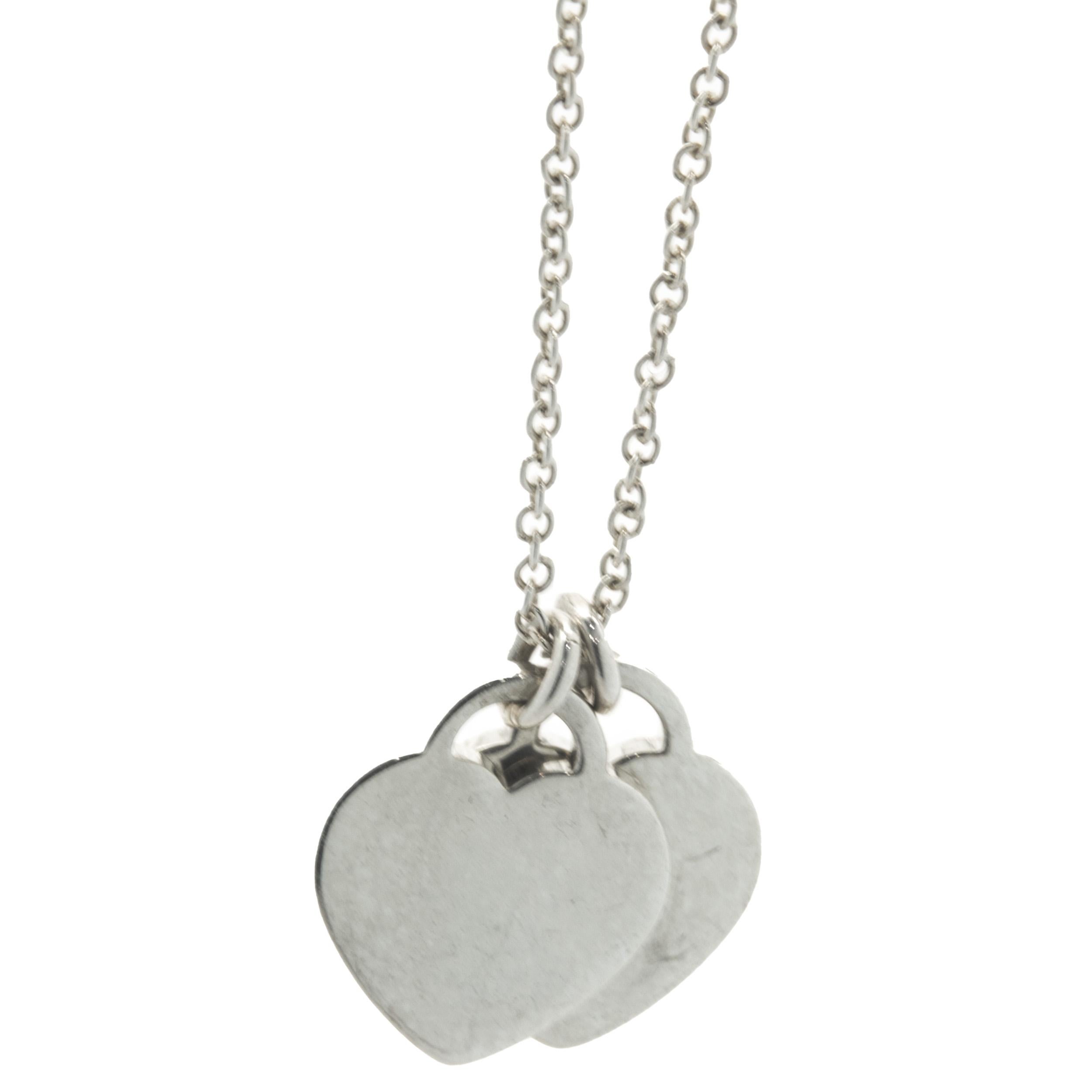 tiffany double heart necklace silver