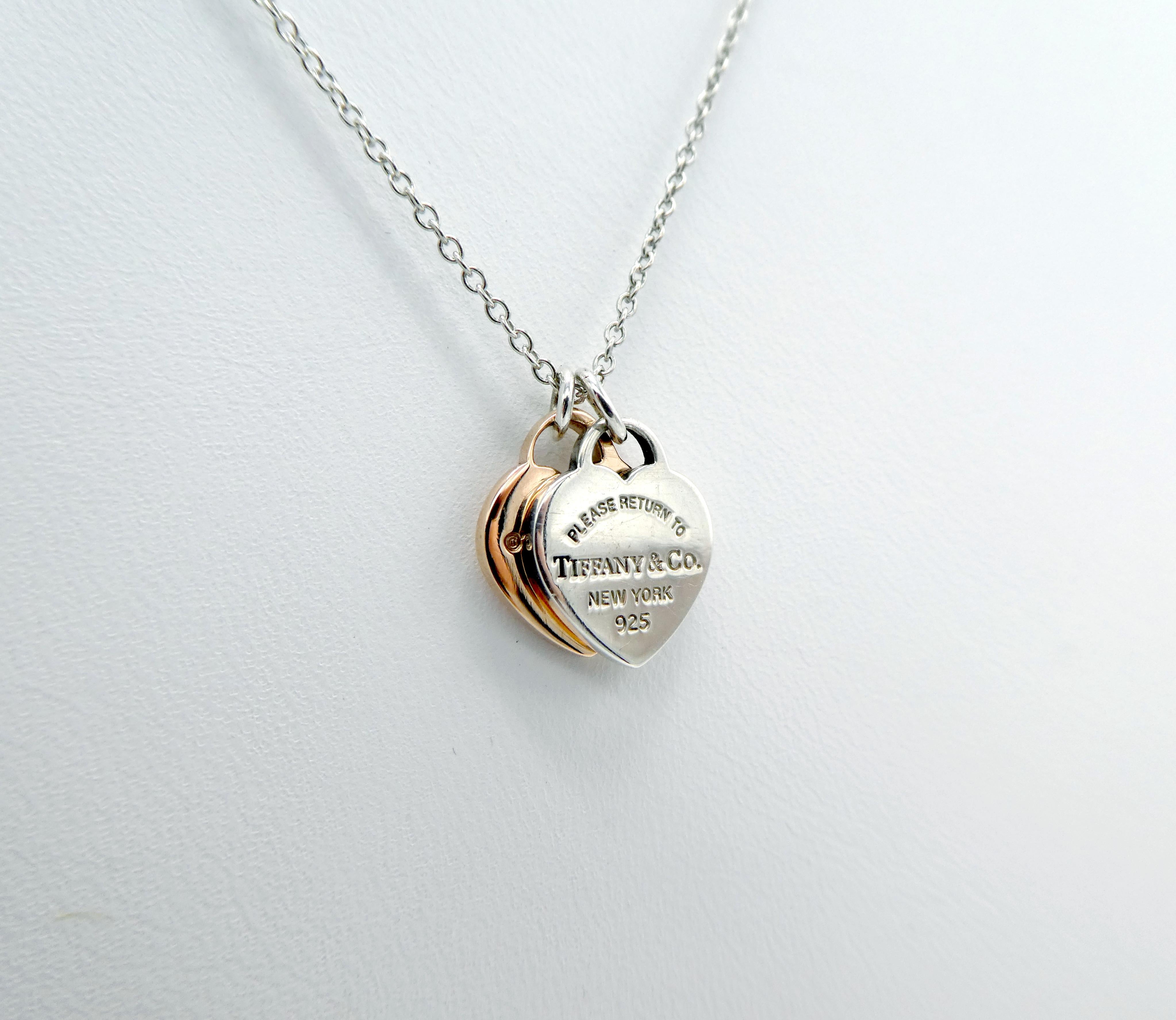 Tiffany & Co. Sterling Silver Return to Tiffany Double Heart Tag Pendant Necklace

Metal: Sterling silver and Rubedo® metal
Signed: 