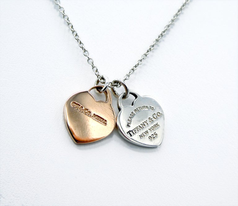 Engraved Tiffany Two Hearts Necklace New Tiffany Co Double Heart